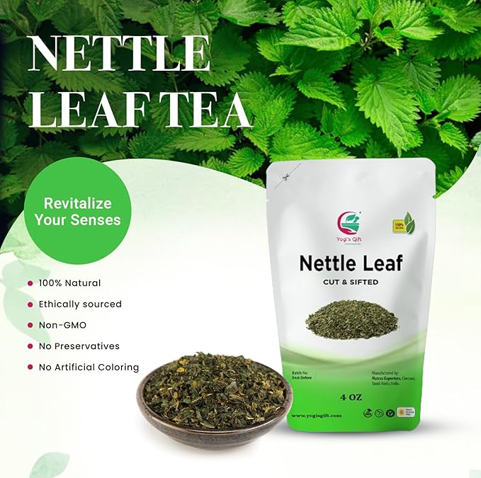 Nettle Leaves Dried 4 oz, Nettle Leaf Tea, Cut and Sifted, Stinging Nettle Herb Bulk, Non- Gmo, Ethically sourced, By Yogi's Gift®
