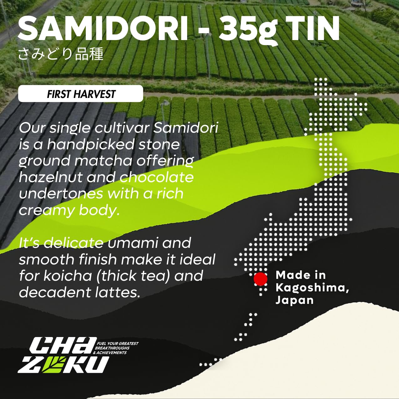 Chazoku Samidori (35g Tin) Matcha Green Tea Powder - Single Cultivar - Ceremonial Grade, First Harvest - Traditional Japanese Matcha Tea - Stone Milled - Fresh from Kagoshima, Japan