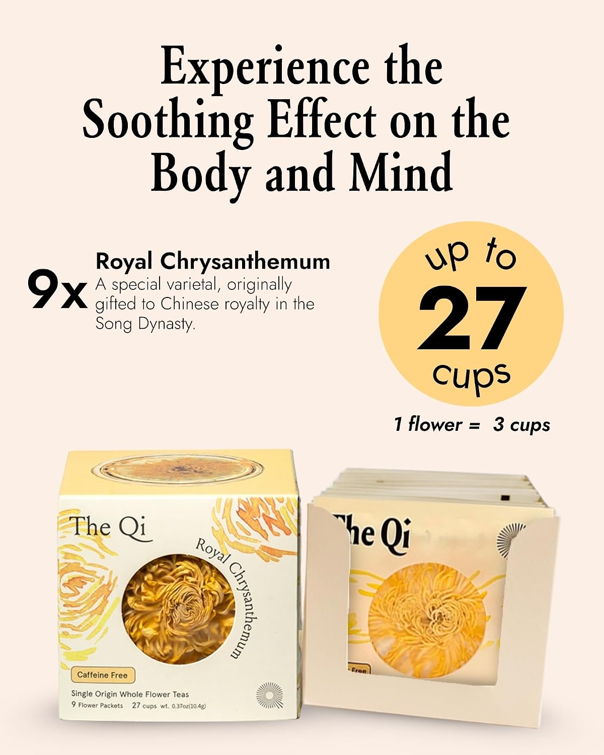 The-Qi Royal Chrysanthemum Blooming Tea - 9 Whole Flowers, Makes 27 Cups