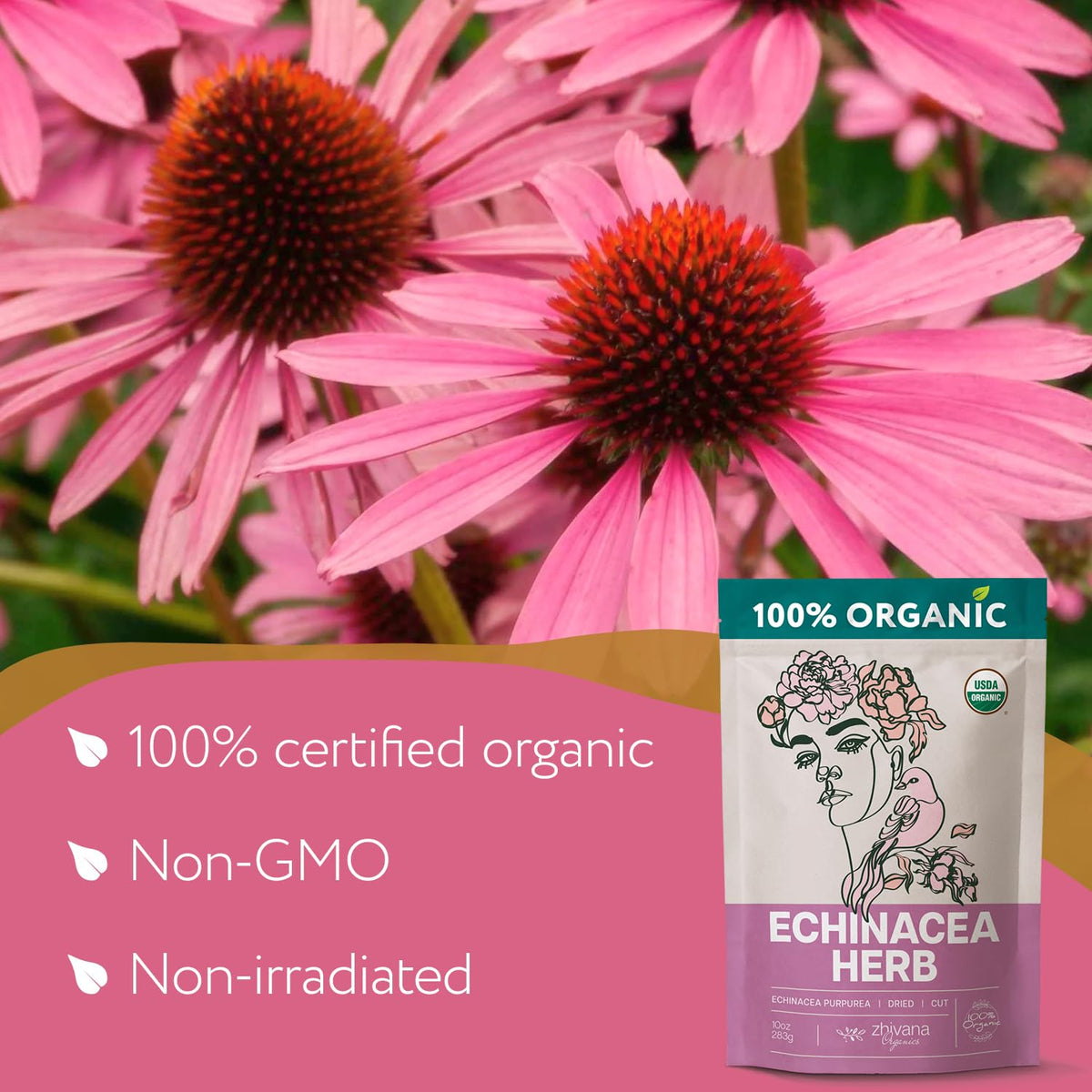 Organic Echinacea Leaf Tea (10oz) - Equinacea Organica - Immune Support Tea