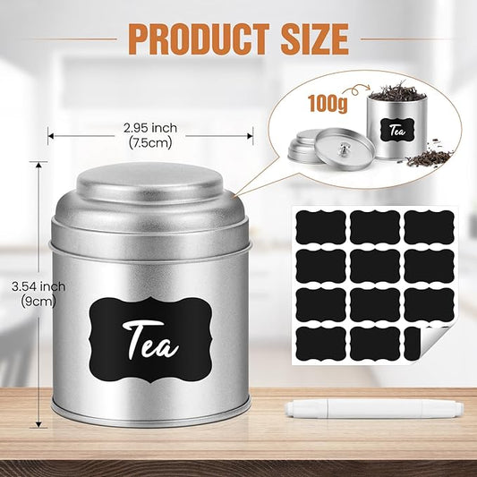 Tea Tin with Airtight Double Lids for Loose Leaf Tea Storage, 8 Fl Oz Kitchen Small Tin Can and Tea Canister for Tea Coffee Sugar Candy Spices Christmas Gift(6 Pcs)