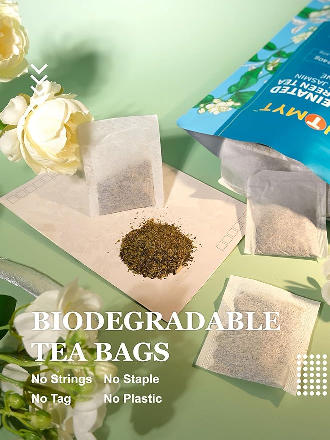 HYNTMYT Decaffeinated Jasmine Green Tea Bags, CO₂ Decaf Green Tea Scented with Jasmine Flower, Natural Floral Aroma, Fragrant, 120 Count