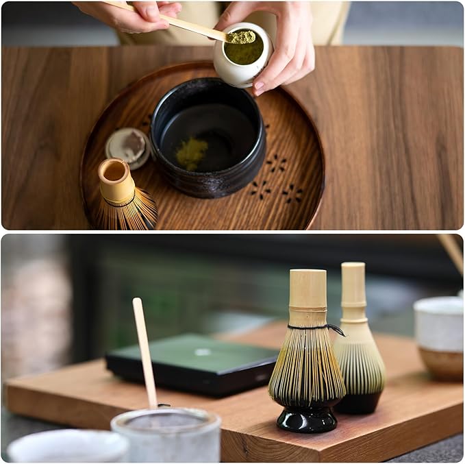 HARFINGTON Ceramic Chasen Stand 70mm Matcha Whisk Holder Teas Set Whisks Stand Traditional Matcha Tea Chasen Holder Tea Set Accessories for Tea Tasting, Gradient Yellow