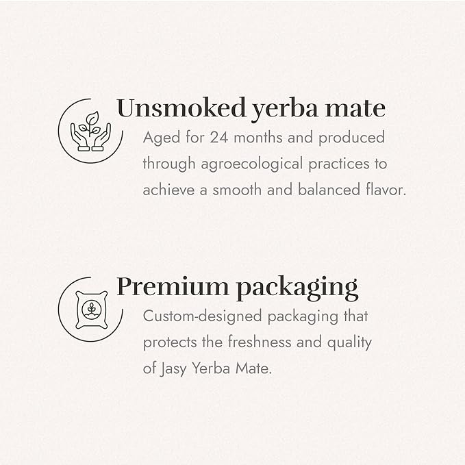 JASY Yerba Mate Tea – Agroecological, Loose Leaf, Naturally Aged 24 Months, Unsmoked, Gluten-Free, Vegan – 2.2 lb (35.27 oz) Cloth Bag + Bombilla Cleaning Brush