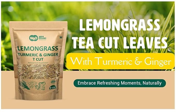 Lemongrass Loose Leaf Herbal Tea with Benefits of Turmeric and Ginger, Caffeine Free, 224g (8-ounce), Culinary Use