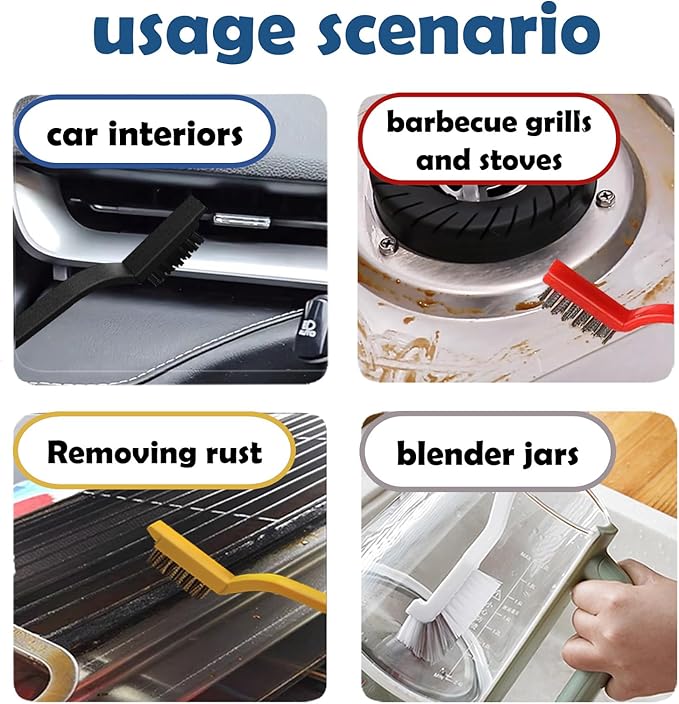 Crevice Cleaning Brush Set, Multi-Purpose Hard Bristle Brushes for Deep Cleaning Kitchen, Bathroom, Grout, Sink, Cup, Teapot, Bottle, Blender