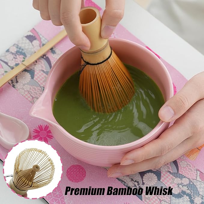 Clay&Fire Matcha Whisk Set, 9 pcs Ceramic Matcha Set, Gifts for Women,Matcha Bowl with Spout and Whisk, Matcha Kit for Matcha Lovers