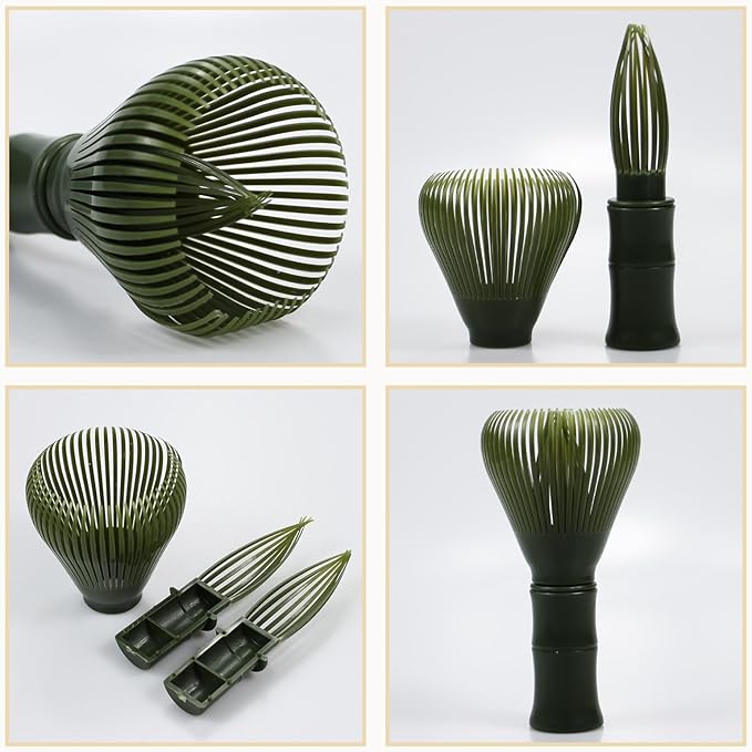 Resin Matcha Whisk Traditional Japanese Chasen Matcha Tea Whisk Gifts for Tea Lovers Reusable Plastic Matcha Whisk for Authentic Tea Preparation (green)
