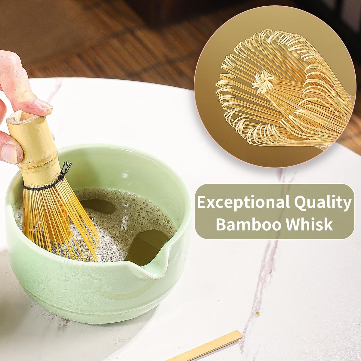 Matcha Tea Set, 5-Piece Ceramic Matcha Bowl &amp; Whisk Kit with Cute Cat Pattern, Traditional Japanese Chawan, Scoop &amp; Sifter, Perfect for Tea Ceremony, Gift for &amp; Tea Lovers (green)