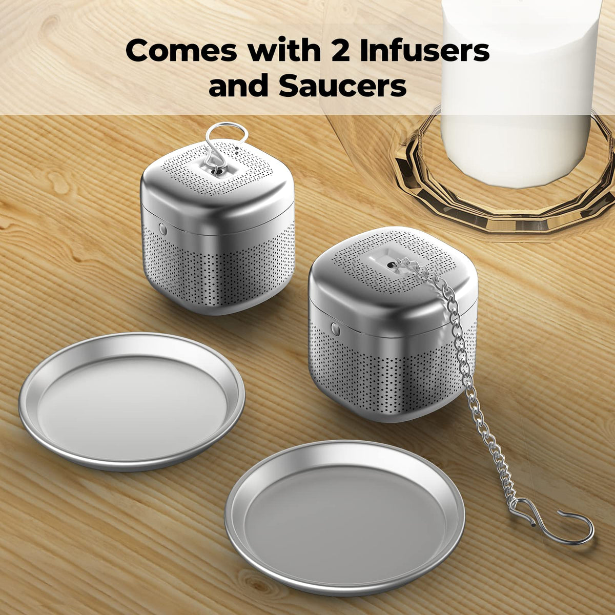 Reinmoson 2 Pack 304 Stainless Steel Tea Infuser for Loose Leaf Tea
