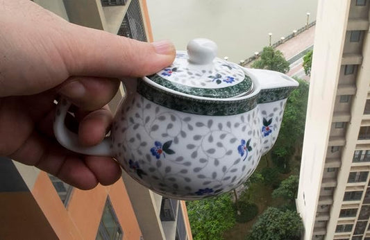 Small Porcelain Teapot, 9oz Tea Pot with Stainless Steel Filter Removable (Flower)
