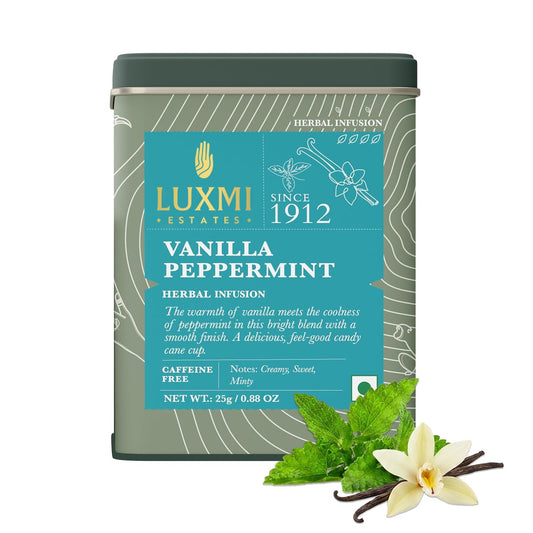 Luxmi Estates Peppermint Vanilla Tea 25g/0.88oz (12 Cups)|Natural Sweetness of Vanilla, Peppermint for Digestion