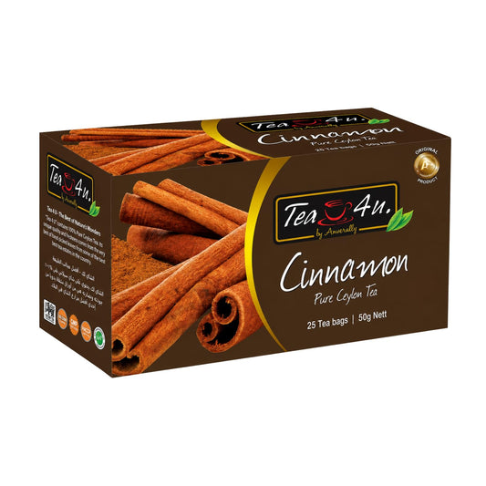 TEA 4U. BY ANVERALLY Tea4U Cinnamon Flavored Black Ceylon Tea Bags - Sri Lankan Blend - 25 Count