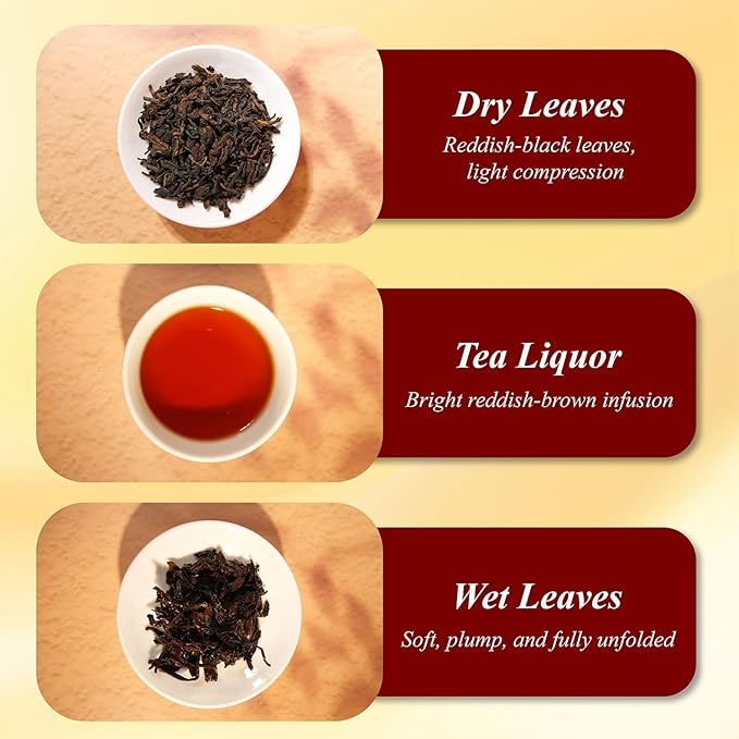 WT WEETEE Decaf Puerh Tea Loose Leaf, 110+ Cups Made of CO2-Decaffeinated Ripe Pu-erh Tea Leaves, Smooth & Sweet | Fermented Dark Tea