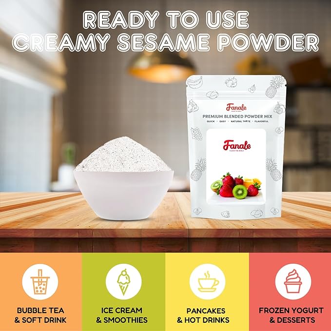 Fanale Premium Creamy Sesame Bubble Tea Flavoring Powder | Perfect for Baking, Smoothies, Desserts and Drinks | Instant Flavoring Powder for Boba Milk Tea- 2.2 Pounds (Pack of 20).