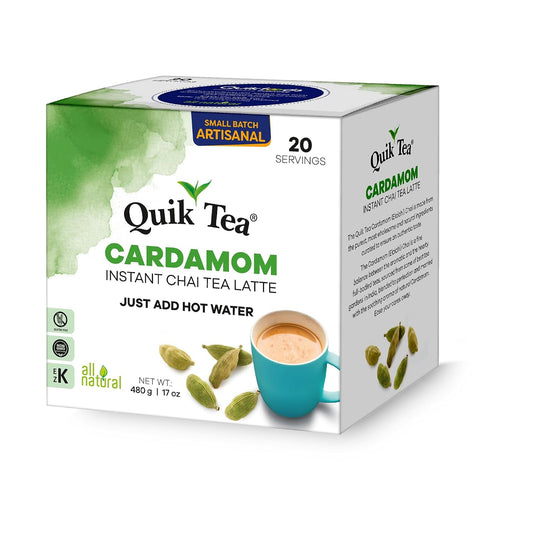 QuikTea Instant Chai Tea Latte Mix, Cardamom, 20 Sachets