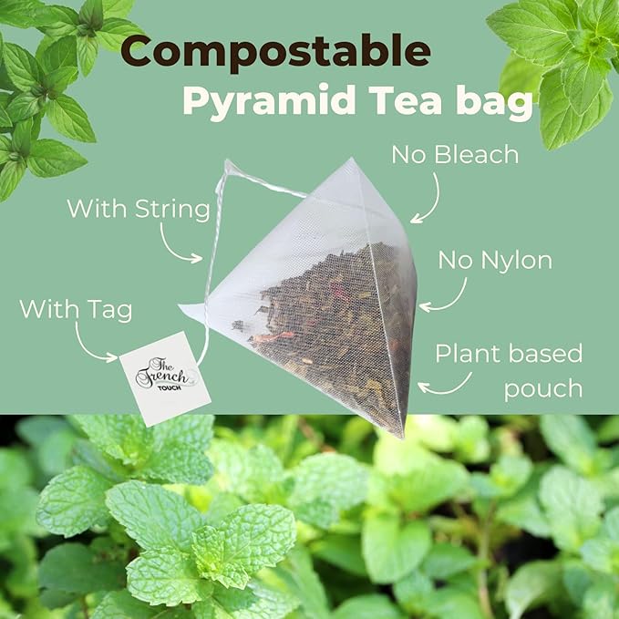 The French Touch Spearmint Tea Organic, 1.5g x 30 Pyramid Bags, 100% Certified USDA Organic, Plant based tea bags, Select Premium Tea (Spearmint)