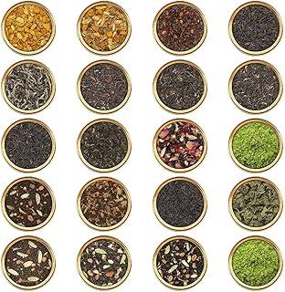 VAHDAM World Top 20 Favourites Tea Sampler Set | Loose Leaf Tea (100+ Cups) | Tea Variety Pack with Green, Herbal, Black & Chai Brew | Vacuum Sealed For Freshness | Brew Hot & Cold