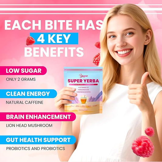 Yerba Mate Tea,Super Yerba Packets | Raspberry Lemonade Flavor | Super Yerba Raspberry Lemonade Tea Powder 30 Servings