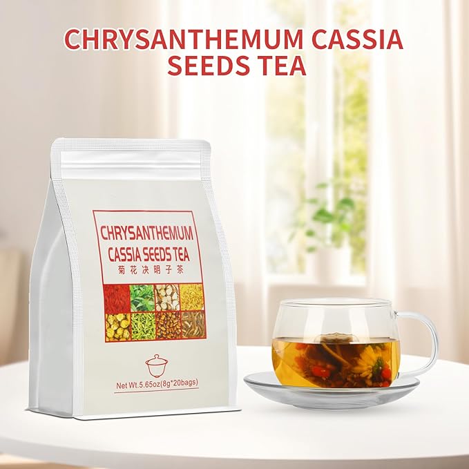 Chrysanthemum Cassia Seeds Tea Bags(160g, 8gX20Bags), Honeysuckle, Chinese wolf-berry, Sweet-scented Osmanthus