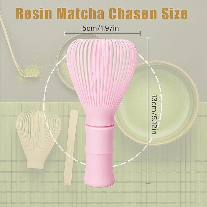 Resin Matcha Whisk Traditional Japanese Chasen Matcha Tea Whisk Gifts for Tea Lovers Reusable Plastic Matcha Whisk for Authentic Tea Preparation (Pink)