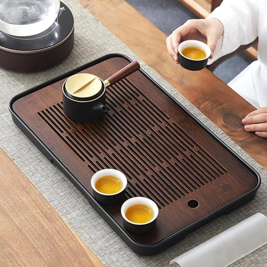 17 Inch Large Bamboo Chinese Gongfu Tea Tray Table Box with Water Storage for Kungfu Kung fu Tea Set
