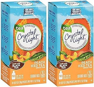 Crystal Light On-the-Go, Peach Iced Tea Drink Mix, 10 CT (Pack of 2)