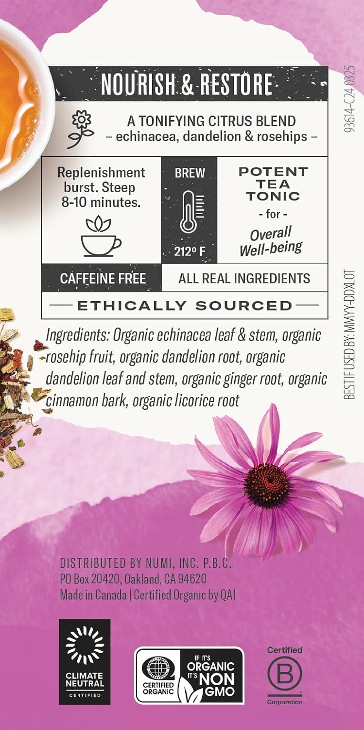 Numi Organic Immune Boost Tea, 48 Herbal Tea Bags, Caffeine Free