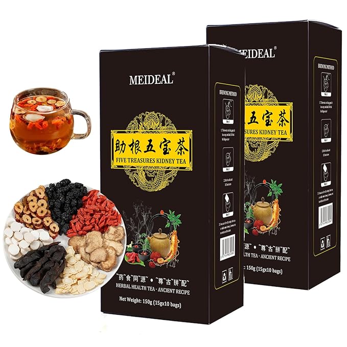 Ginseng Five Treasures Tea, Kidney Tea, Ginseng Six Treasure Traditional KidneyTea for Men and Women, 7 Precious Ingredients Formula