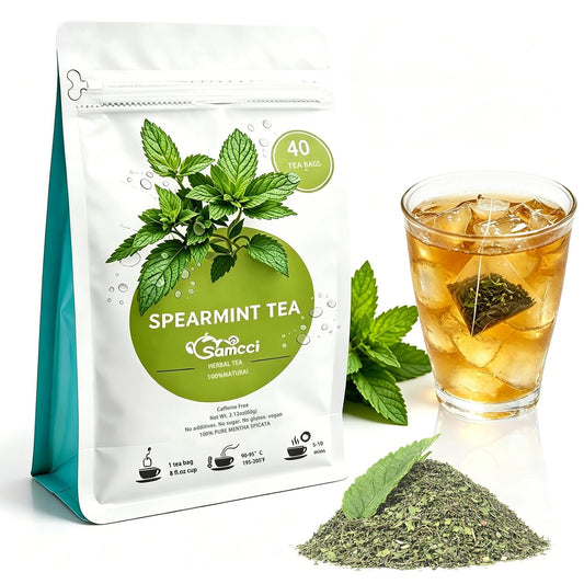 Samcci Spearmint Tea Bags, 40 Counts, Pure Dried Spearmint Leaf | Supports Digestion, Fresh Breath, Women's Wellness &amp; Balance, 100% Natural Dried Leaves, Non-GMO, Caffeine-Free