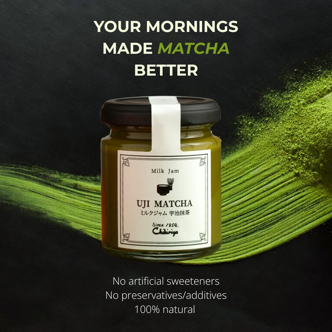 Chikiriya Uji Matcha Milk Jam, Premium Green Tea Spread with Hokkaido Milk, 3.88 Oz, No Preservatives