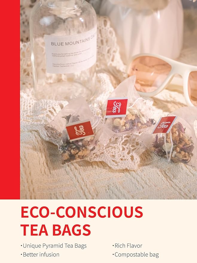 Teelux Dandelion Leaf & Root Tea with Orange Peel, Rose, Jasmine, Red Date, Caffeine Free, Mellow & Light Tarty Flavor, 40 Count