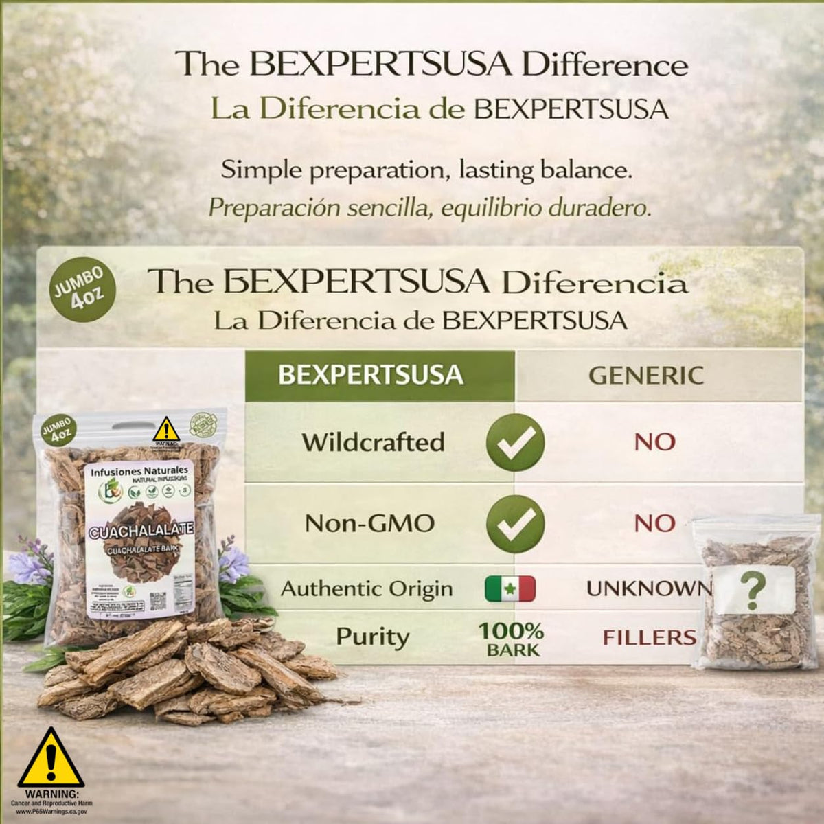 B-Experts Cuachalalate Tea 4 oz-113g. Mexican Cuachalala, Wildcrafted (Juliana Adstringens) | 100% All Natural - NON Gmo