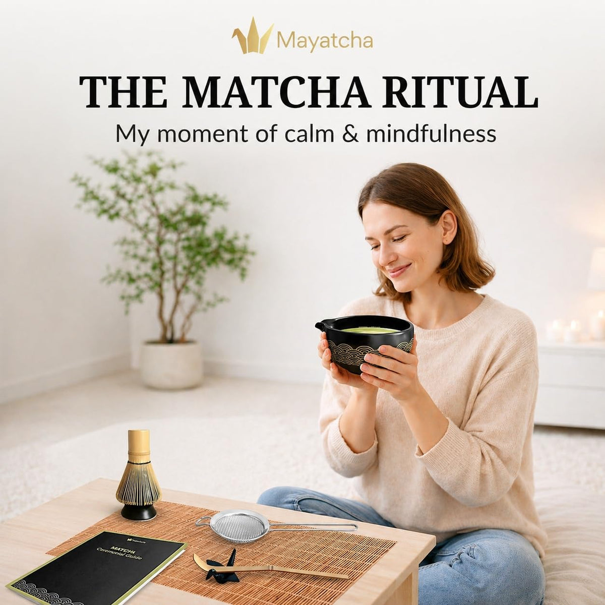 MAYATCHA Matcha Set Kit – Japanese Matcha Bowl with Spout & Measurement Marks