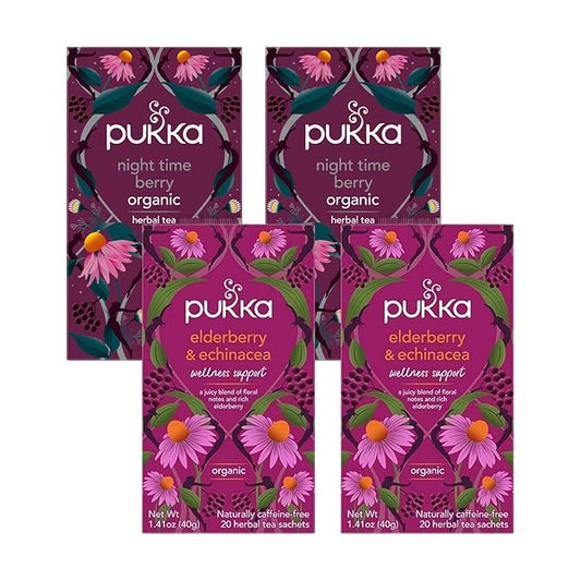 Pukka Tea Bags, Organic (Elderberry and Echinacea, & Night Time Berry) (2ea / 20ct) (Variety Pack)