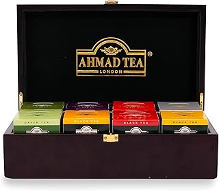 Ahmad Tea Keeper Wooden Box with 80-Count Assorted Tea Bags