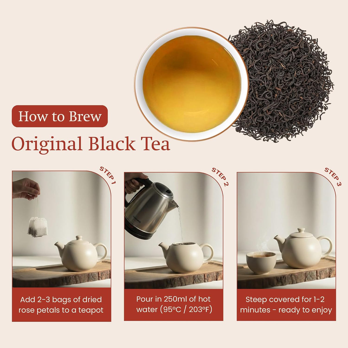 ANNHI TEA Organic Original Black Tea - 24 Individually Wrapped Tea Bags, Loose Leaf, Smooth, Flavourful &amp; Robust with Notes of Honey, Enjoy Hot or Iced, Natural Vietnamese Tea Pack