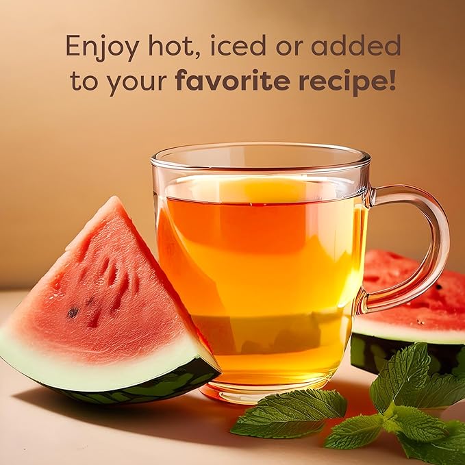 Waka Instant Green Tea Mix, Watermelon Flavored - 100% Tea Leaves, No Additives, Unsweetened Sample/Travel Size Tea Powder - Easy Quick Hot and Iced Teas, Up to 20 Cups or 5 Quarts (.45oz)