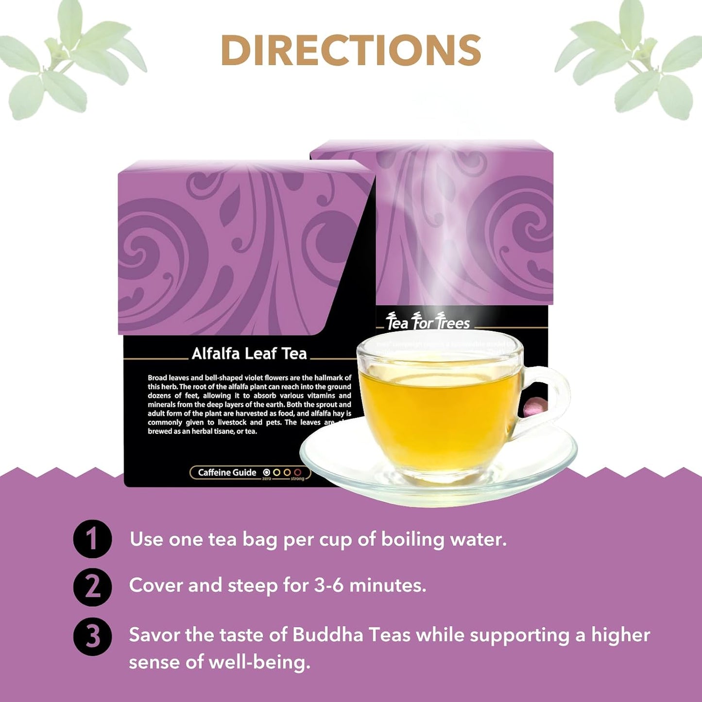 Buddha Teas - Alfalfa Leaf Tea - Herbal Tea - For Health &amp; Wellbeing - With Vitamins, Minerals &amp; Antioxidants - Clean Ingredients - Caffeine Free - OU Kosher - 18 Tea Bags (Pack of 1)