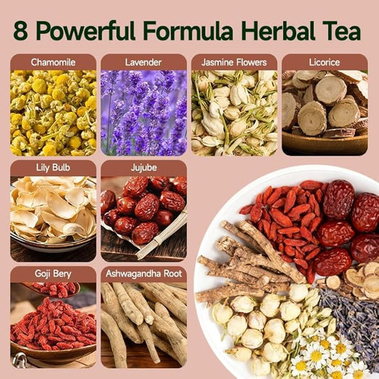 CHA BLOOM Chamomile Lavender Herbal Tea Bags, Caffeine-Free Blend, 15 Sachets, 75g Resealable Bag