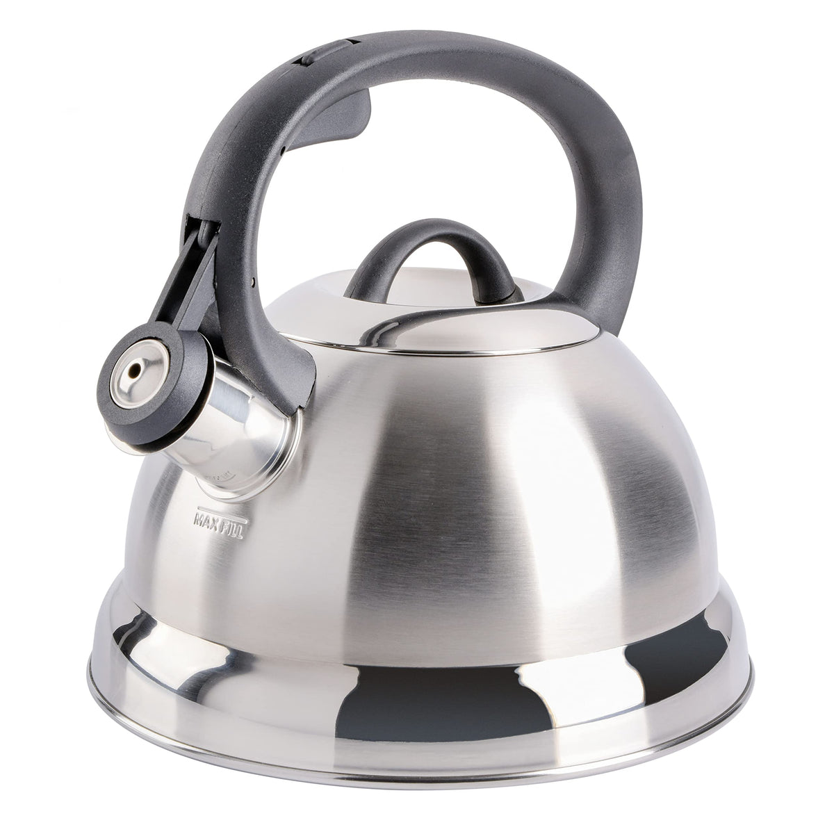 Mr. Coffee Flintshire 1.75-Quart Stainless Steel Whistling Tea Kettle – Brushed Satin Finish Stove-Top Kettle for Boiling