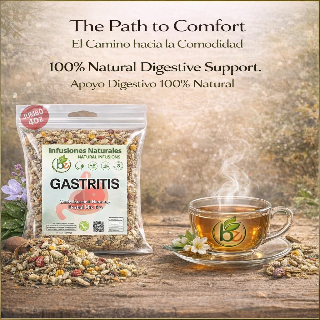 Gastritis-BYE Herbal Tea – 100% Natural Herbal Infusion – Compuesto de Hierbas Naturales – 4 oz – Herbal Mixture for Digestive Comfort – Té para Bienestar Estomacal – Non-GMO | No Cafeína