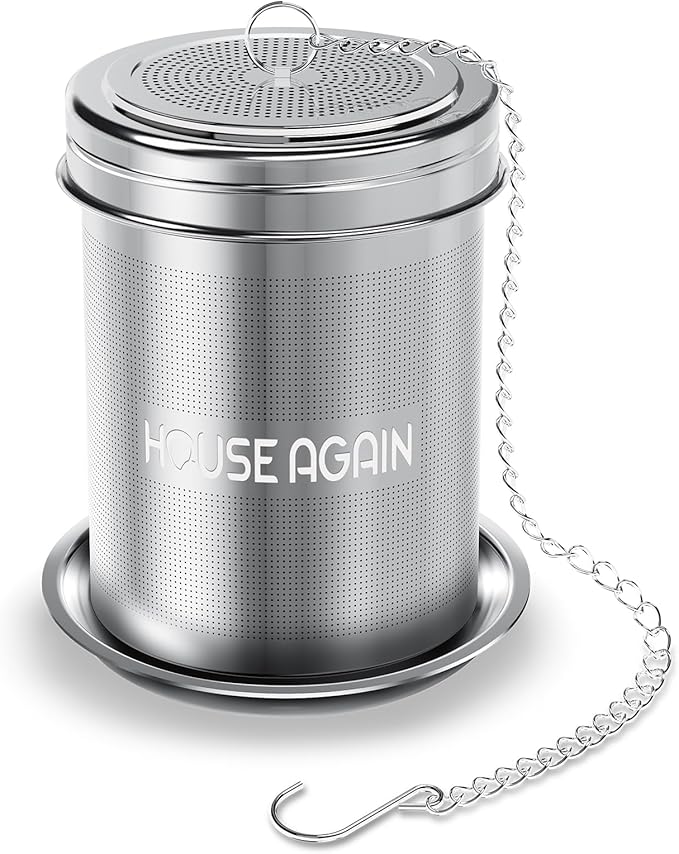 House Again Large Tea Infuser, Extra Fine Mesh Tea Strainers for Loose Tea, 18/8 Stainless Steel Tea Strainer with Extended Chain Hook