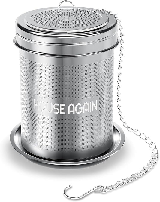 House Again Large Tea Infuser, Extra Fine Mesh Tea Strainers for Loose Tea, 18/8 Stainless Steel Tea Strainer with Extended Chain Hook