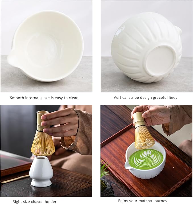 Tang PIN Matcha Set - Match Bowl and Whisk,15 OZ, Matcha Scoop, Matcha Whisk Stand (Chasen Holder)