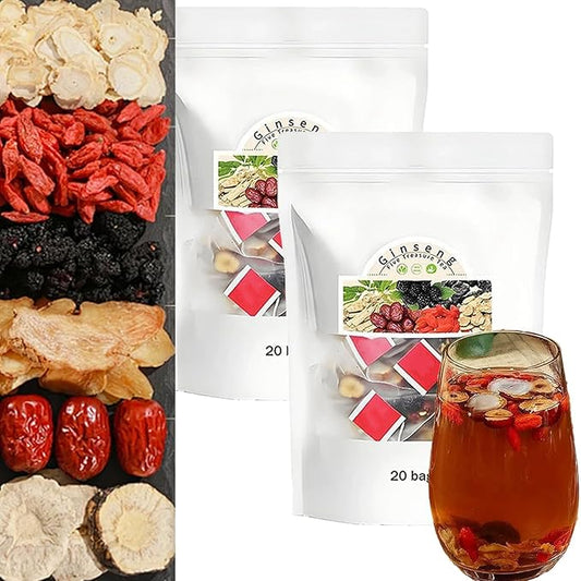 Kidney Herbal Tea Formula Ginseng Six Treasure Tea - Natural Chinese Traditional Herbal Ginseng Five Treasures Teabag For Men Women (C-5g x 40 Count)