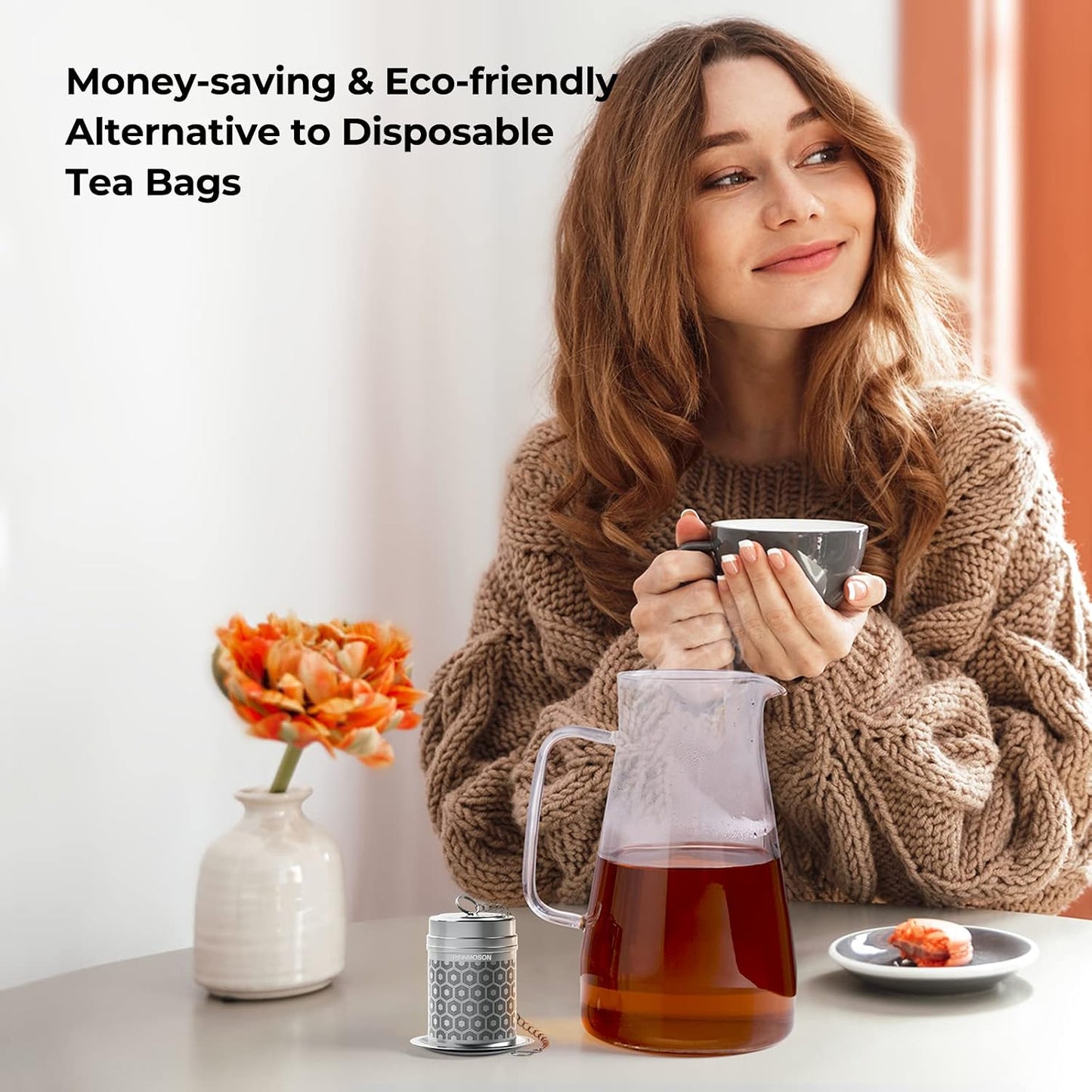 Stainless Steel Large Tea Infuser for Loose Leaf Tea &amp; Spice Ball | Tea Strainer Extra Fine Mesh Large Tea Ball 2” x 2.8” Loose Leaf Tea Steeper for Teapot Pitcher Cup Mug Bottle Kettle