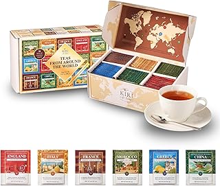 Exotic Teas of the World Gift Set – 90 Count International Tea Bags Variety Pack | Global Sampler Box Featuring England, France, Italy, Morocco, Greece & China | Gourmet Assorted Gift Travel Lovers