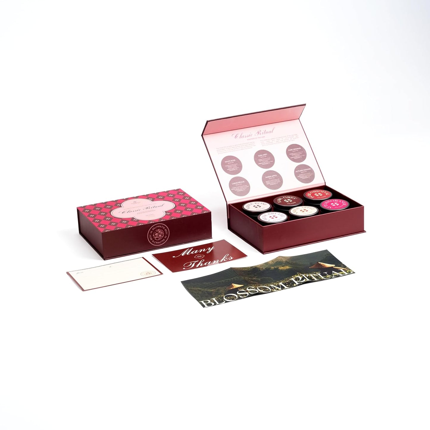 BLOSSOM RITUAL Classic Ritual Black Tea Gift Set – 6 Loose‑Leaf Artisan Tins – Earl Grey, Crimson Rose, Autumn Orange &amp; More – Elegant Tea Sampler – 4.2oz