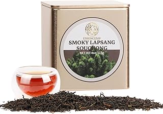 ESSENCESIP Smokey Lapsang Souchong Black Tea Loose Leaf - 4oz Tea Sampler Pinewood Smoked in resuable Tin, Rich Smoky Flavor